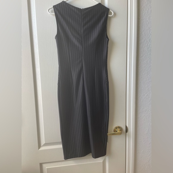 Vf show pinstripe dress NWT black & white zippers front & back Bodycon cute! - Picture 2 of 14